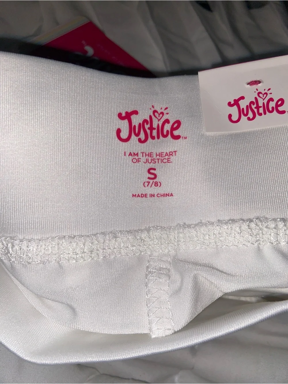 Justice Girls' White Pleated Skort with Pink Tag